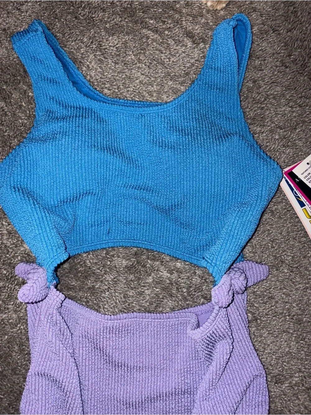 NWT Andy & Evan Girls Textured Cutout Swimsuit Size L 12/14 Blue Purple